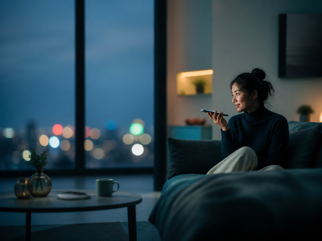A person sitting alone by a window in a dimly lit room, looking at their phone, conveying a sense of quiet isolation and loneliness.